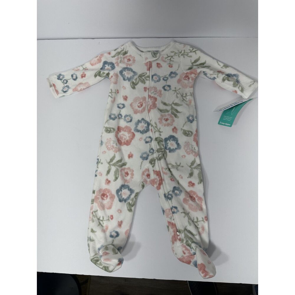 Carter’s Child of Mine Baby Girl 3-6M Floral Fleece Footed Sleeper NWT 2-Way Zip